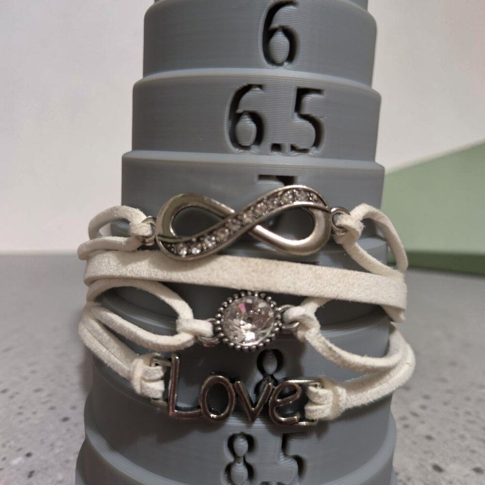 White Faux Leather Wrap Bracelet, Infinity Love Charm Bracelet, Boho Jewelry